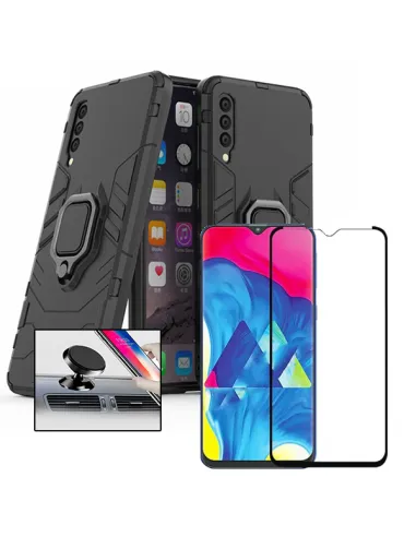 Kit Vidro Premium Full Cover + Capa Military  + Suporte Magnético para Samsung Galaxy A50