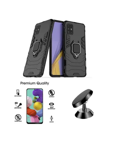 Kit Vidro Premium Full Cover + Capa Military  + Suporte Magnético para Samsung Galaxy A51