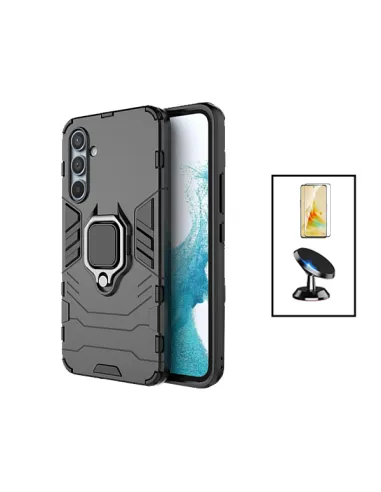 Kit Vidro Premium Full Cover + Capa Military  + Suporte Magnético para Samsung Galaxy A54 5G - Preto