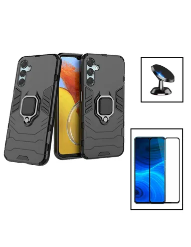 Kit Vidro Premium Full Cover + Capa Military  + Suporte Magnético para Samsung Galaxy F34 5G - Preto