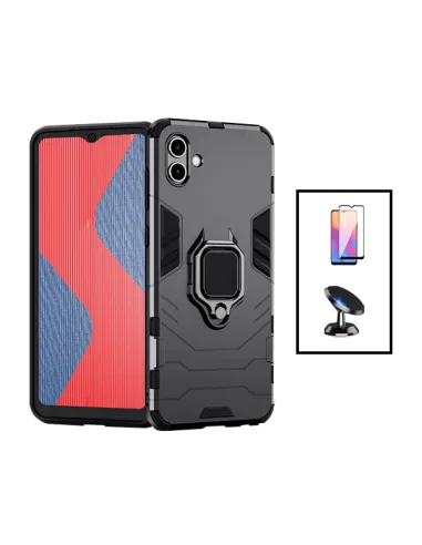 Kit Vidro Premium Full Cover + Capa Military  + Suporte Magnético para Samsung Galaxy M13 5G - Preto