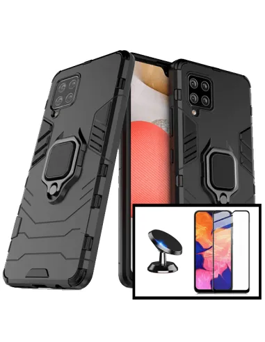 Kit Vidro Premium Full Cover + Capa Military  + Suporte Magnético para Samsung Galaxy M42 5G