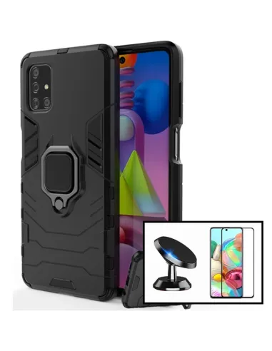 Kit Vidro Premium Full Cover + Capa Military  + Suporte Magnético para Samsung Galaxy M51