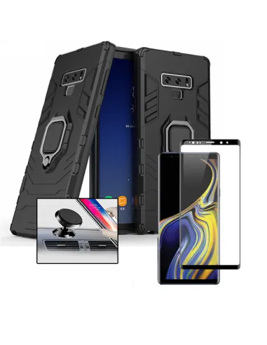 Kit Vidro Premium Full Cover + Capa Military  + Suporte Magnético para Samsung Galaxy Note 9