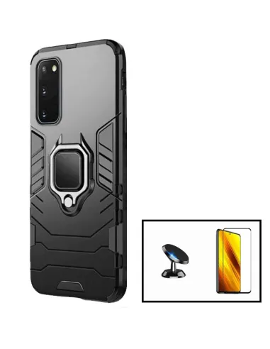 Kit Vidro Premium Full Cover + Capa Military  + Suporte Magnético para Samsung Galaxy S20 FE