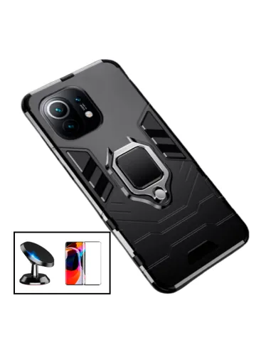 Kit Vidro Premium Full Cover + Capa Military  + Suporte Magnético para Xiaomi Mi 11