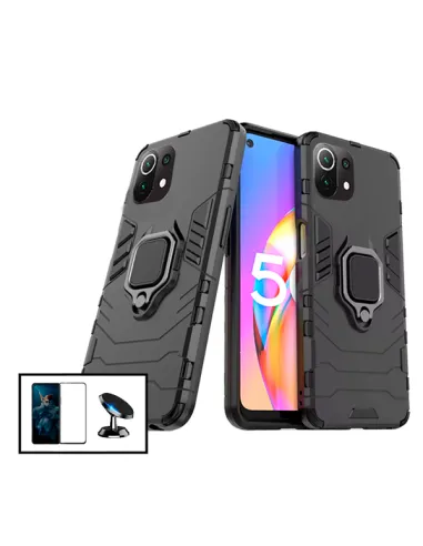 Kit Vidro Premium Full Cover + Capa Military  + Suporte Magnético para Xiaomi Mi 11 Pro