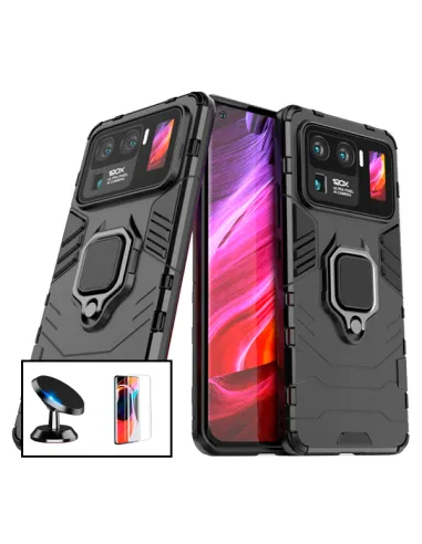 Kit Vidro Premium Full Cover + Capa Military  + Suporte Magnético para Xiaomi Mi 11 Ultra