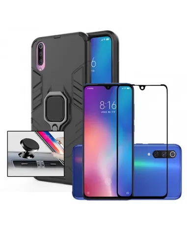 Kit Vidro Premium Full Cover + Capa Military  + Suporte Magnético para Xiaomi Mi 9