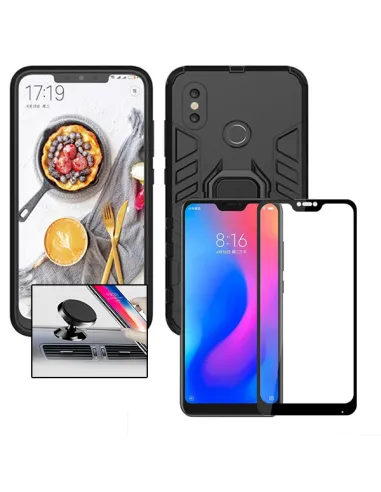 Kit Vidro Premium Full Cover + Capa Military  + Suporte Magnético para Xiaomi Mi A2