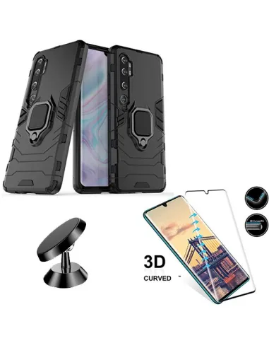 Kit Vidro Premium Full Cover + Capa Military  + Suporte Magnético para Xiaomi Mi Note 10 Lite