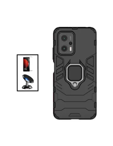 Kit Vidro Premium Full Cover + Capa Military  + Suporte Magnético para Xiaomi Poco X4 GT - Preto