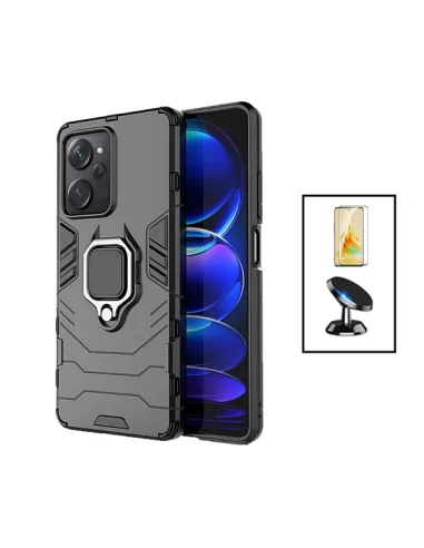 Kit Vidro Premium Full Cover + Capa Military  + Suporte Magnético para Xiaomi Poco X5 Pro - Preto