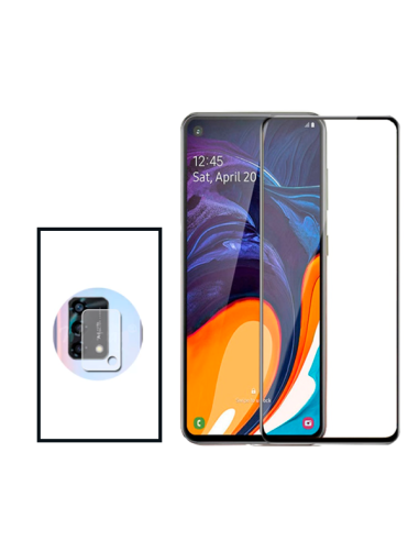 Kit Película de Camara Traseira + Vidro Temperado 5D Full Cover para Oppo Reno6 Lite - Transparente/Preto