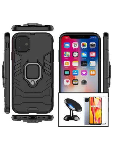 Kit Vidro Premium Full Cover + Capa Military  + Suporte Magnético para Xiaomi Redmi 9C