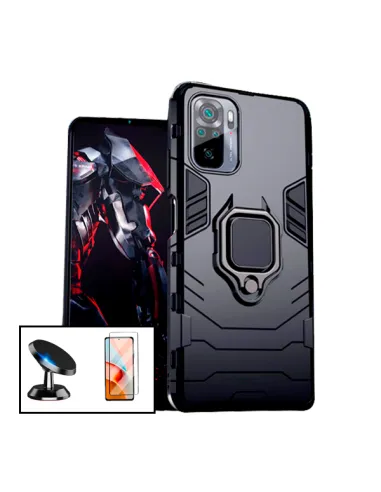 Kit Vidro Premium Full Cover + Capa Military  + Suporte Magnético para Xiaomi Redmi Note 10