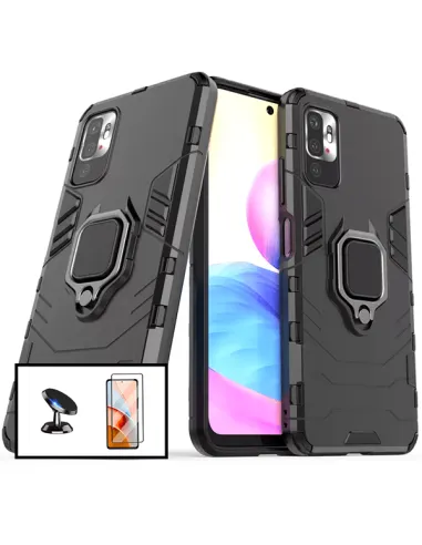 Kit Vidro Premium Full Cover + Capa Military  + Suporte Magnético para Xiaomi Redmi Note 10 5G