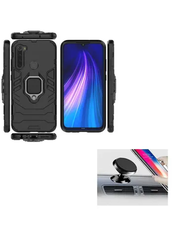 Kit Vidro Premium Full Cover + Capa Military  + Suporte Magnético para Xiaomi Redmi Note 8