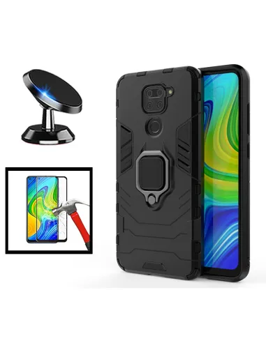 Kit Vidro Premium Full Cover + Capa Military  + Suporte Magnético para Xiaomi Redmi Note 9