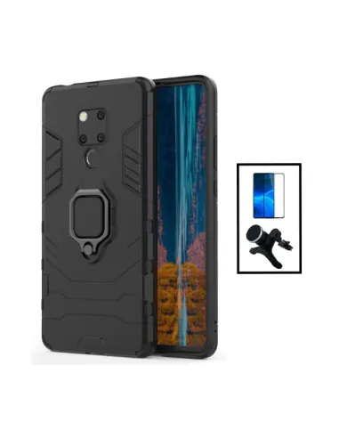 Kit Vidro Premium Full Cover + Capa Military  + Suporte Magnético Reforçado para Huawei Mate 20X 5G - Preto