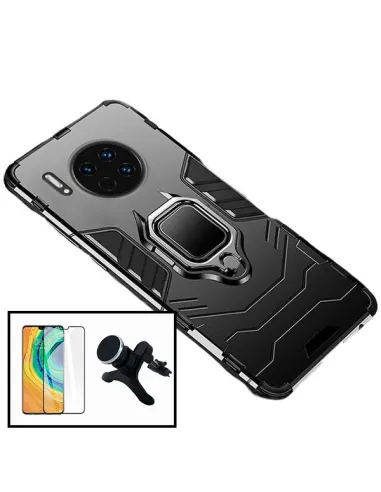 Kit Vidro Premium Full Cover + Capa Military  + Suporte Magnético Reforçado para Huawei Mate 30