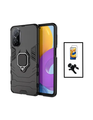 Kit Vidro Premium Full Cover + Capa Military  + Suporte Magnético Reforçado para Huawei Nova 9 SE - Preto