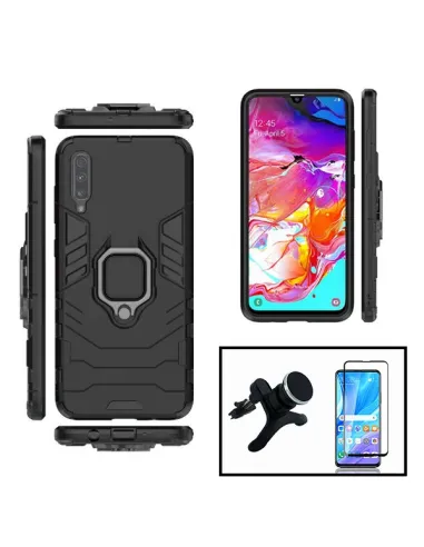 Kit Vidro Premium Full Cover + Capa Military  + Suporte Magnético Reforçado para Huawei P Smart Pro 2019