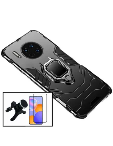 Kit Vidro Premium Full Cover + Capa Military  + Suporte Magnético Reforçado para Huawei Y9a