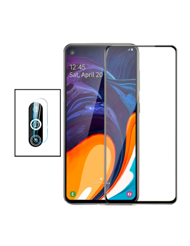 Kit Película de Camara Traseira + Vidro Temperado 5D Full Cover para Samsung Galaxy A60