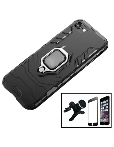 Kit Vidro Premium Full Cover + Capa Military  + Suporte Magnético Reforçado para iPhone SE New 2020