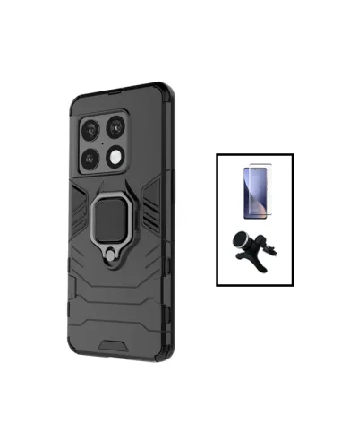 Kit Vidro Premium Full Cover + Capa Military  + Suporte Magnético Reforçado para OnePlus Ace Pro - Preto