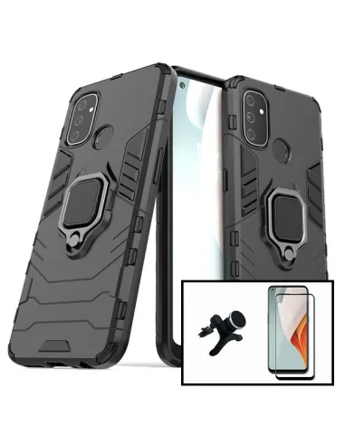 Kit Vidro Premium Full Cover + Capa Military  + Suporte Magnético Reforçado para OnePlus Nord N100