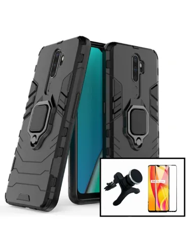 Kit Vidro Premium Full Cover + Capa Military  + Suporte Magnético Reforçado para Oppo A11