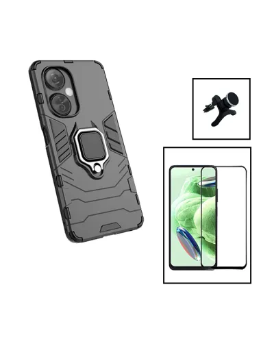 Kit Vidro Premium Full Cover + Capa Military  + Suporte Magnético Reforçado para Oppo K11X - Preto