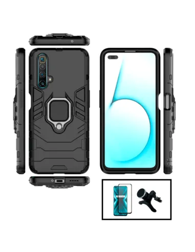 Kit Vidro Premium Full Cover + Capa Military  + Suporte Magnético Reforçado para Realme X3 Super Zoom