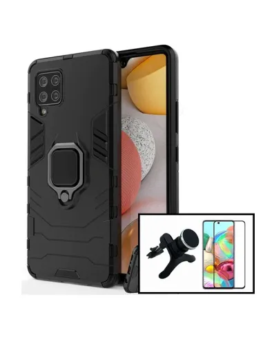 Kit Vidro Premium Full Cover + Capa Military  + Suporte Magnético Reforçado para Samsung Galaxy A42 5G