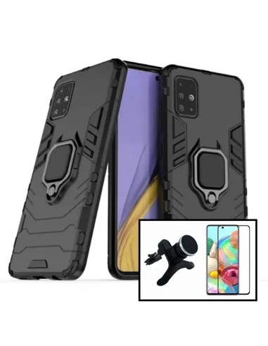 Kit Vidro Premium Full Cover + Capa Military  + Suporte Magnético Reforçado para Samsung Galaxy A51 5G