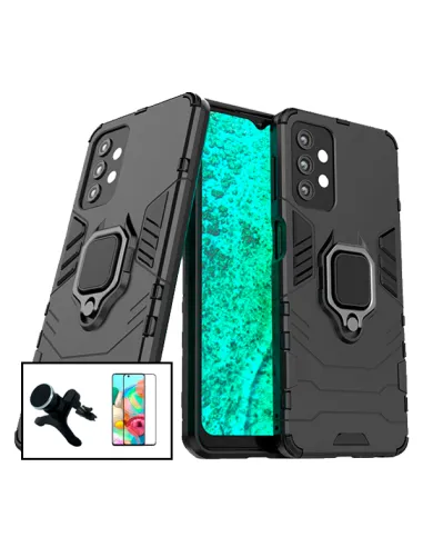 Kit Vidro Premium Full Cover + Capa Military  + Suporte Magnético Reforçado para Samsung Galaxy A72