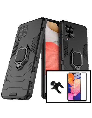 Kit Vidro Premium Full Cover + Capa Military  + Suporte Magnético Reforçado para Samsung Galaxy M42 5G