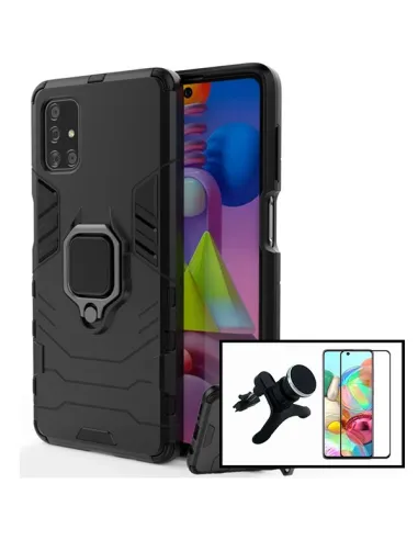 Kit Vidro Premium Full Cover + Capa Military  + Suporte Magnético Reforçado para Samsung Galaxy M51