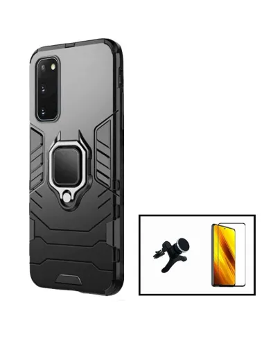 Kit Vidro Premium Full Cover + Capa Military  + Suporte Magnético Reforçado para Samsung Galaxy S20 FE