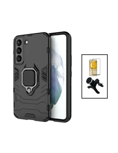 Kit Vidro Premium Full Cover + Capa Military  + Suporte Magnético Reforçado para Samsung Galaxy S23 Plus - Preto