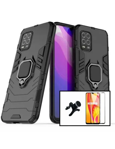 Kit Vidro Premium Full Cover + Capa Military  + Suporte Magnético Reforçado para Xiaomi Mi 10 Lite 5G