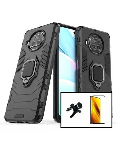 Kit Vidro Premium Full Cover + Capa Military  + Suporte Magnético Reforçado para Xiaomi Mi 10T Lite 5G