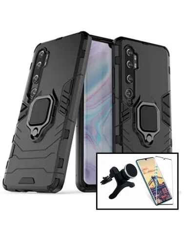 Kit Vidro Premium Full Cover + Capa Military  + Suporte Magnético Reforçado para Xiaomi Mi Note 10 Lite