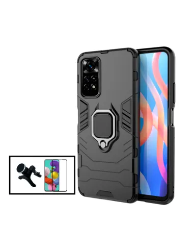 Kit Vidro Premium Full Cover + Capa Military  + Suporte Magnético Reforçado para Xiaomi Poco M4 Pro