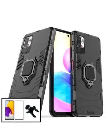 Kit Vidro Premium Full Cover + Capa Military  + Suporte Magnético Reforçado para Xiaomi Redmi 10