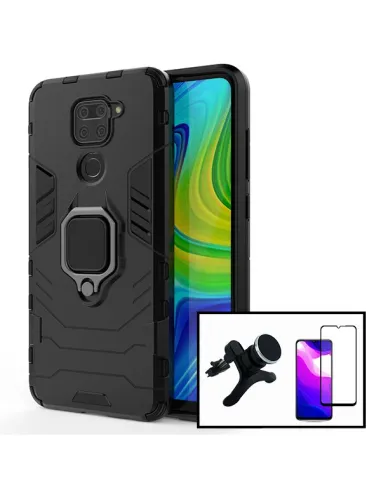 Kit Vidro Premium Full Cover + Capa Military  + Suporte Magnético Reforçado para Xiaomi Redmi 10X 4G