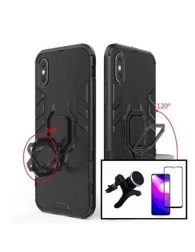 Kit Vidro Premium Full Cover + Capa Military  + Suporte Magnético Reforçado para Xiaomi Redmi 9A