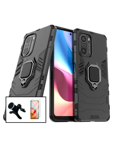 Kit Vidro Premium Full Cover + Capa Military  + Suporte Magnético Reforçado para Xiaomi Redmi K40 Pro